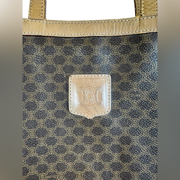 CELINE Vintage Macadam PVC Shoulder Tote Bag Auth/M14 Brown Monogram Two Handles - Picture 5 of 14